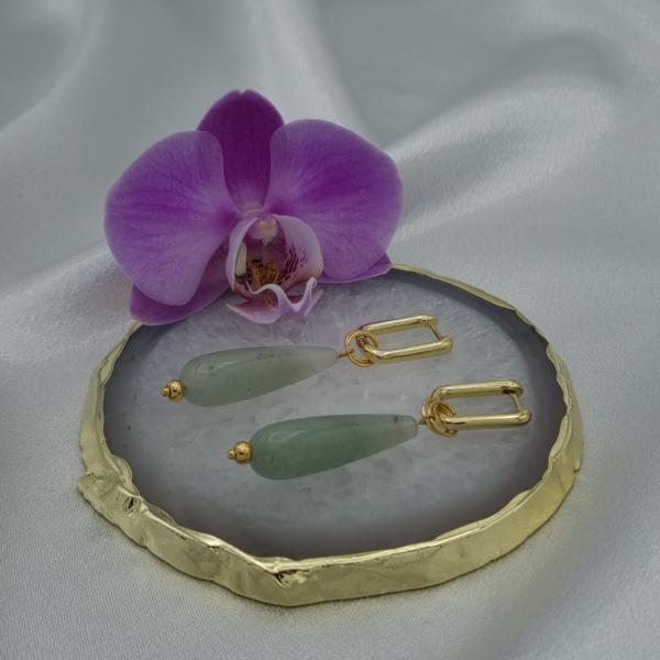 Vergulde creolen met natuursteen hangers